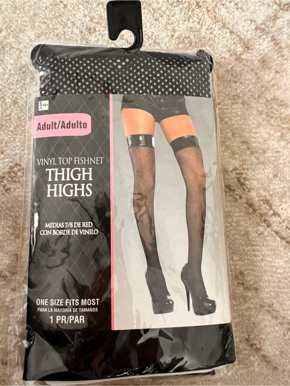 Spirit Black Vinyl-Top Fishnet Thigh Highs